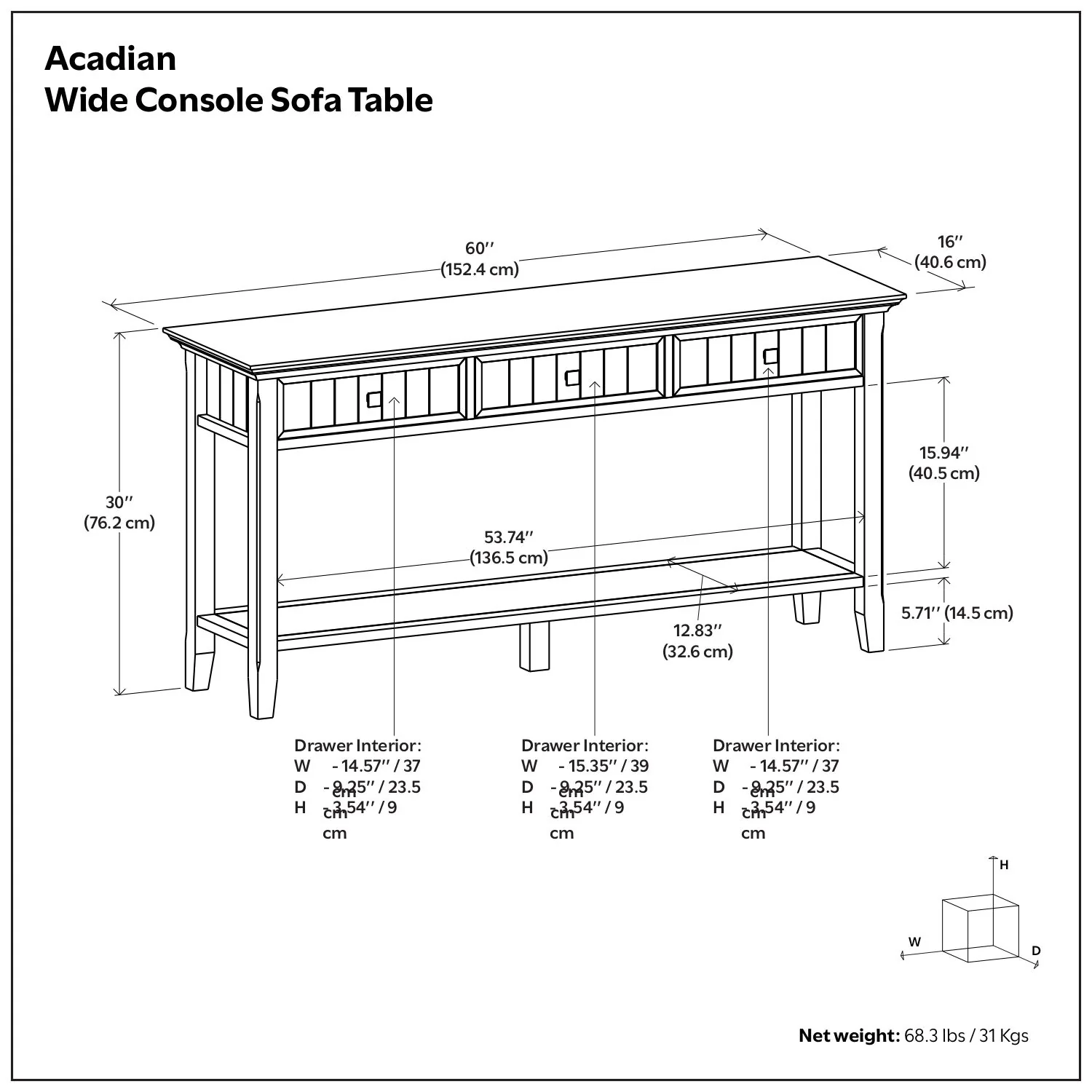 Acadian - Wide Console Sofa Table - Brunette Brown - Image 5