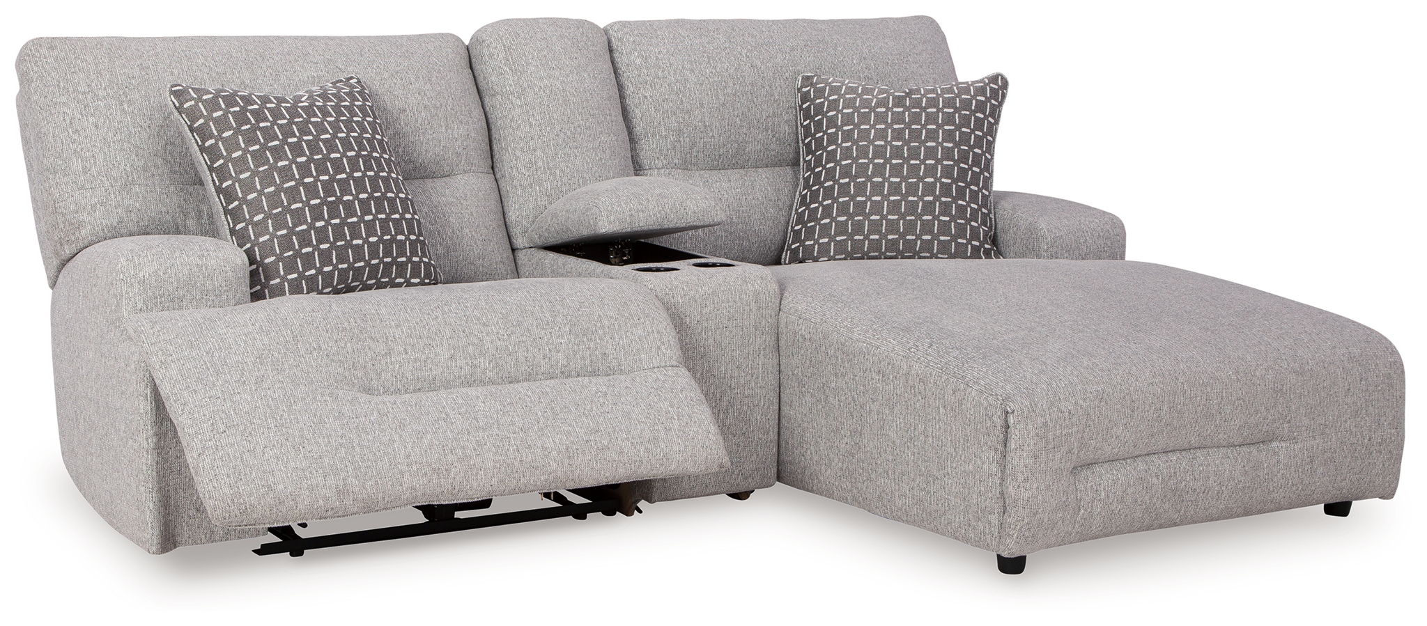 Acklen Place - 4 Pc. - 3-Piece Power Reclining Sectional Sofa With Raf Chaise, Wide Seat Power Recliner - Pewter - Image 8