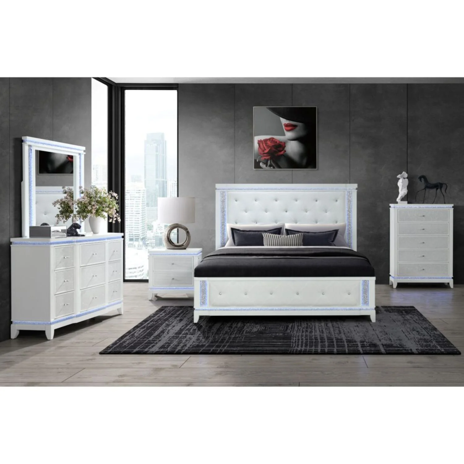 Adalid - Contemporary Bed With LED Lights - Image 9