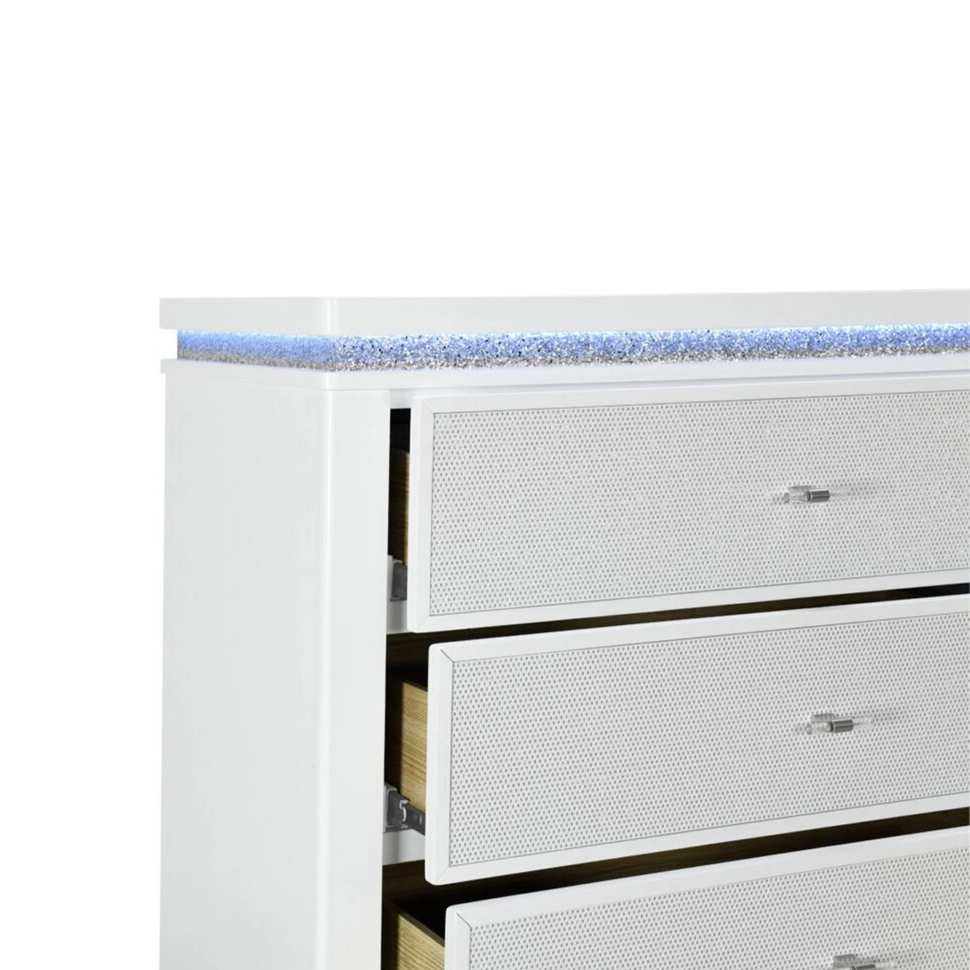 Adalid - Dresser With LED Light And Glittered Drawer Fronts - White - Image 6