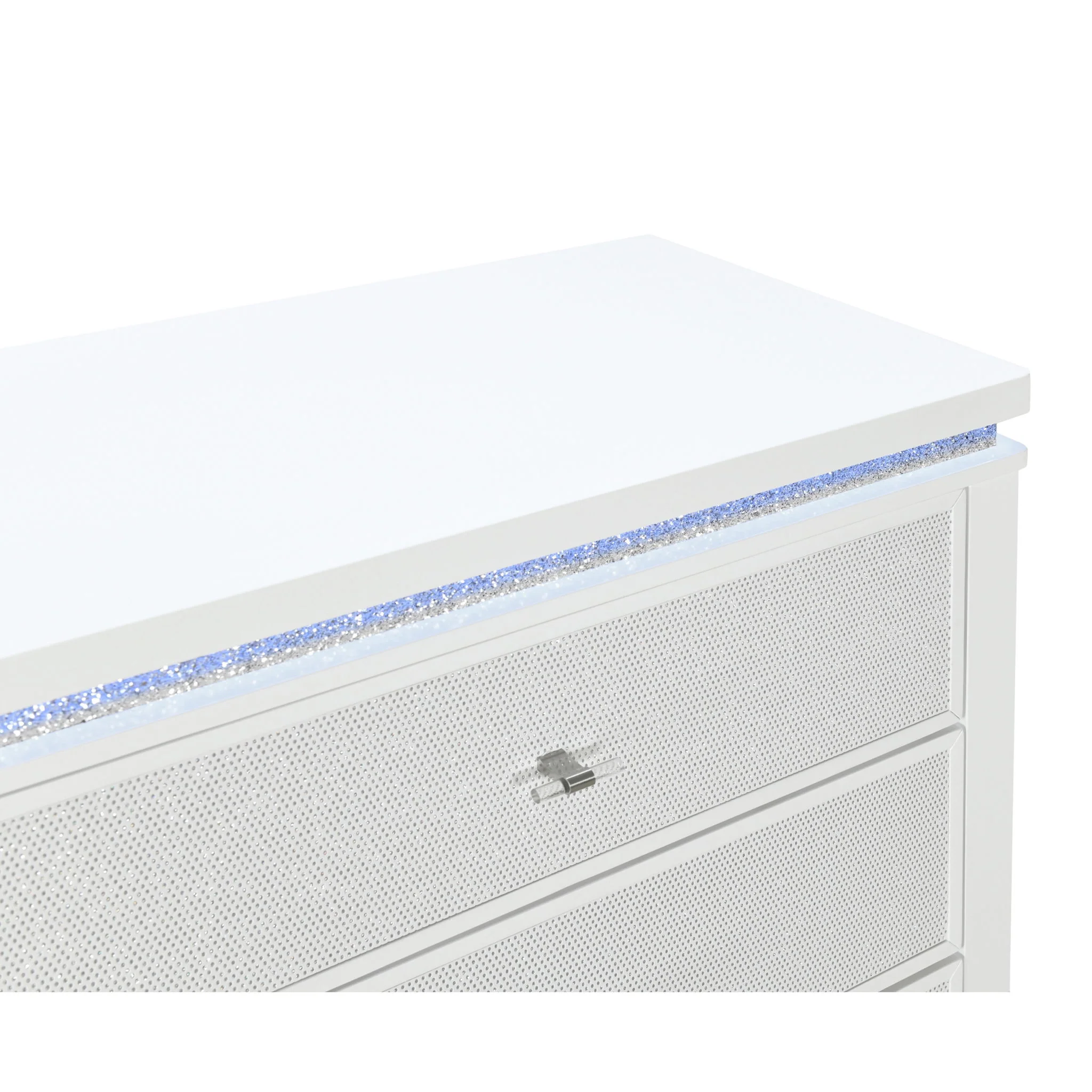 Adalid - Dresser With LED Light And Glittered Drawer Fronts - White - Image 9