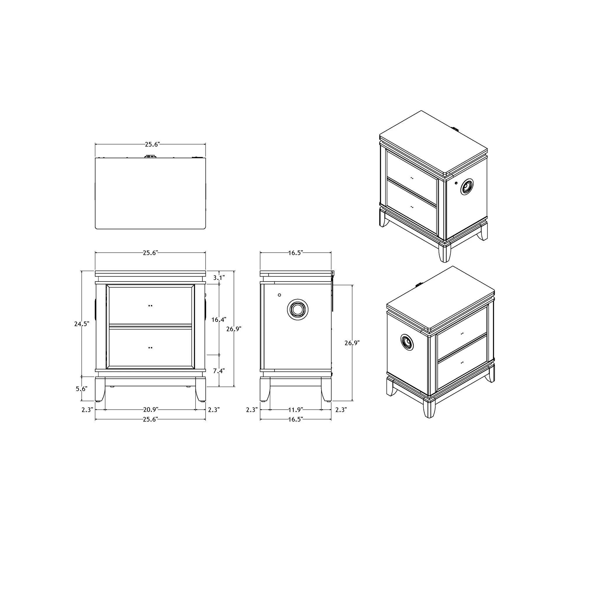 Adalid - Nightstand With Cooler, USB And Speaker - White - Image 2