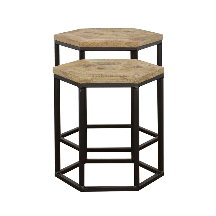 Adger - 2 Piece Hexagonal Nesting Tables - Natural And Black - Image 4