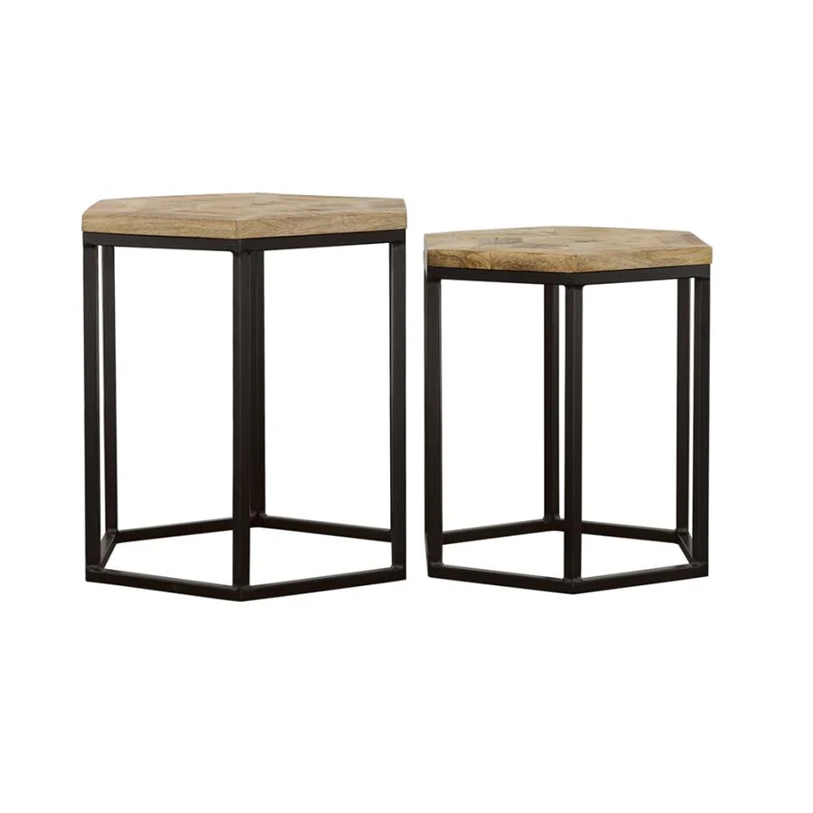 Adger - 2 Piece Hexagonal Nesting Tables - Natural And Black - Image 5