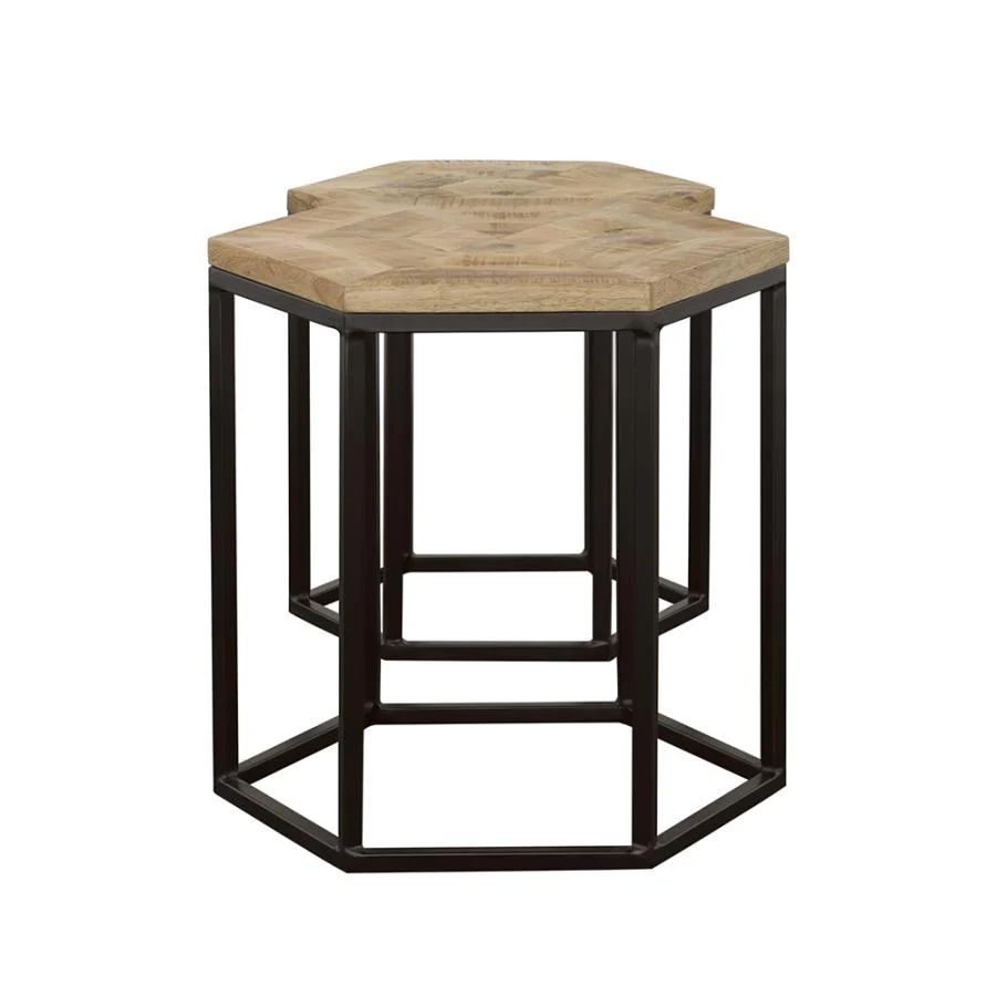 Adger - 2 Piece Hexagonal Nesting Tables - Natural And Black - Image 6
