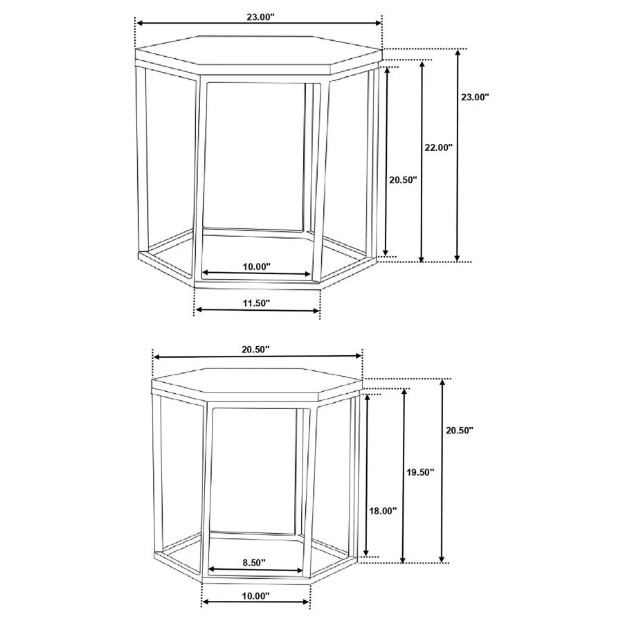Adger - 2 Piece Hexagonal Nesting Tables - Natural And Black - Image 9