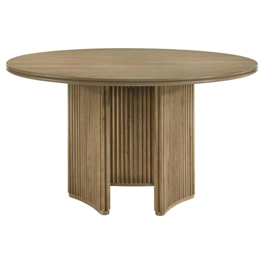 Adina - 5 Piece Round Dining Table Set - Barley / Distressed Light Brown - Image 4