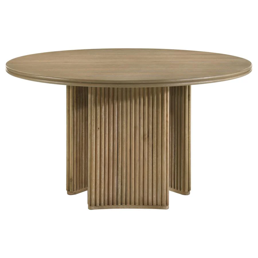 Adina - 5 Piece Round Dining Table Set - Barley / Distressed Light Brown - Image 5