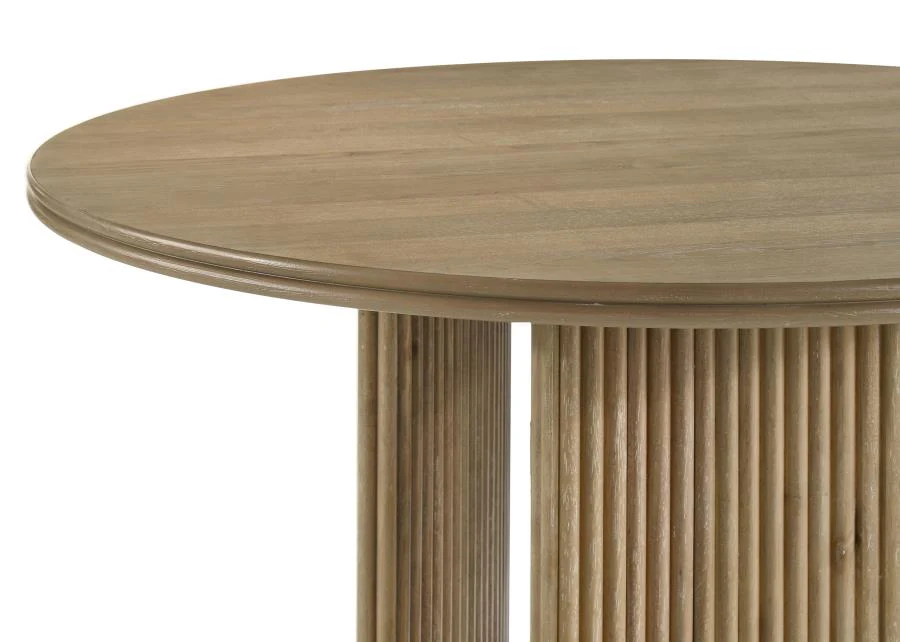 Adina - 5 Piece Round Dining Table Set - Barley / Distressed Light Brown - Image 7