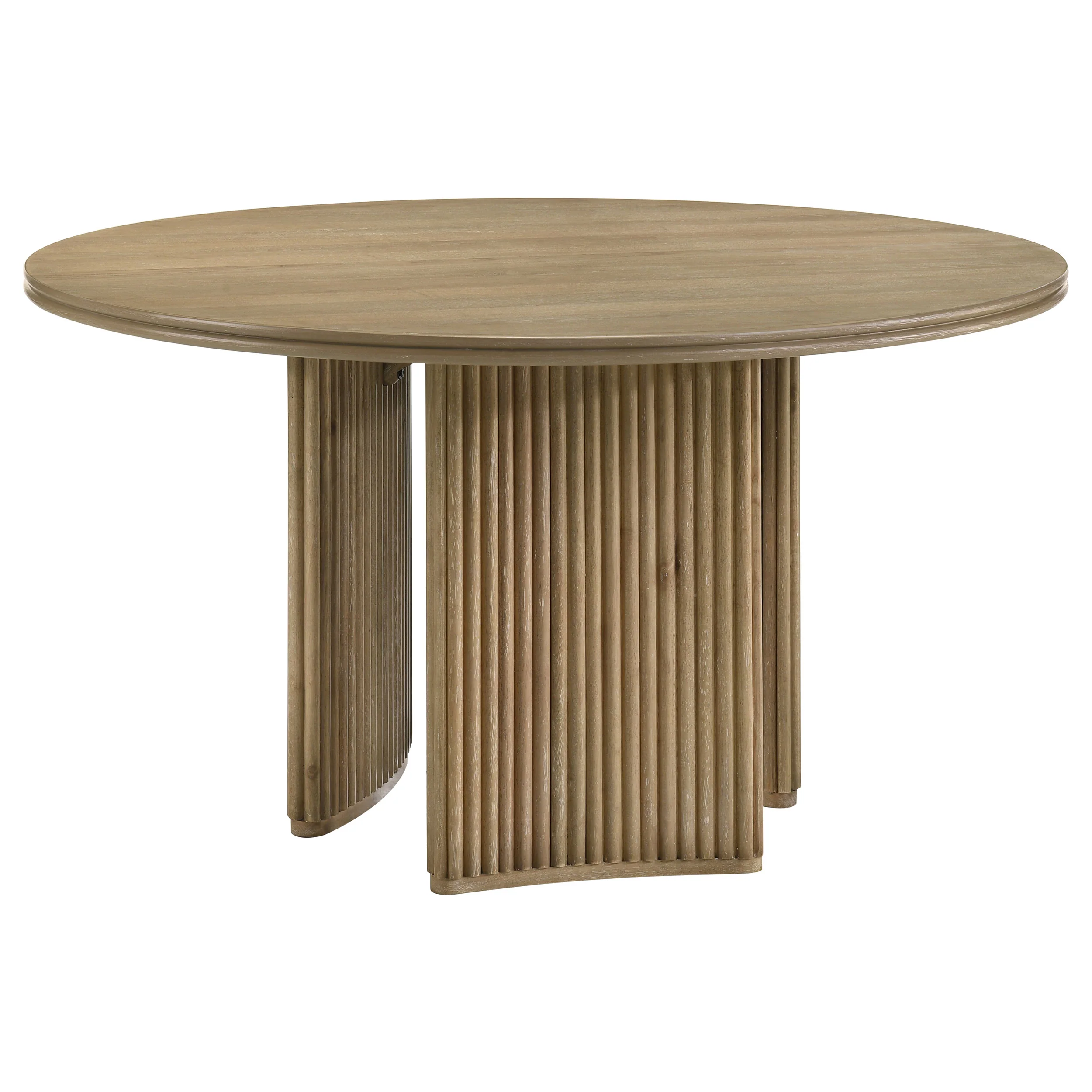 Adina - 53" Round Wood Dining Table - Distressed Light Brown - Image 11