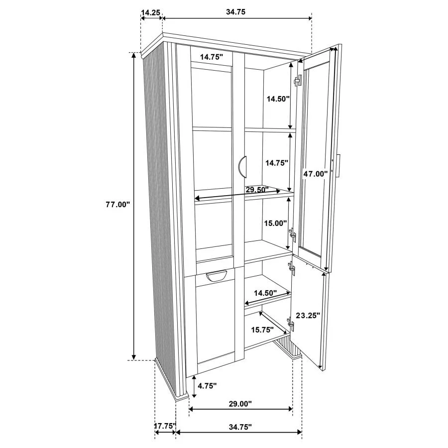 Adina - Tall Display Cabinet - Distressed Light Brown - Image 15