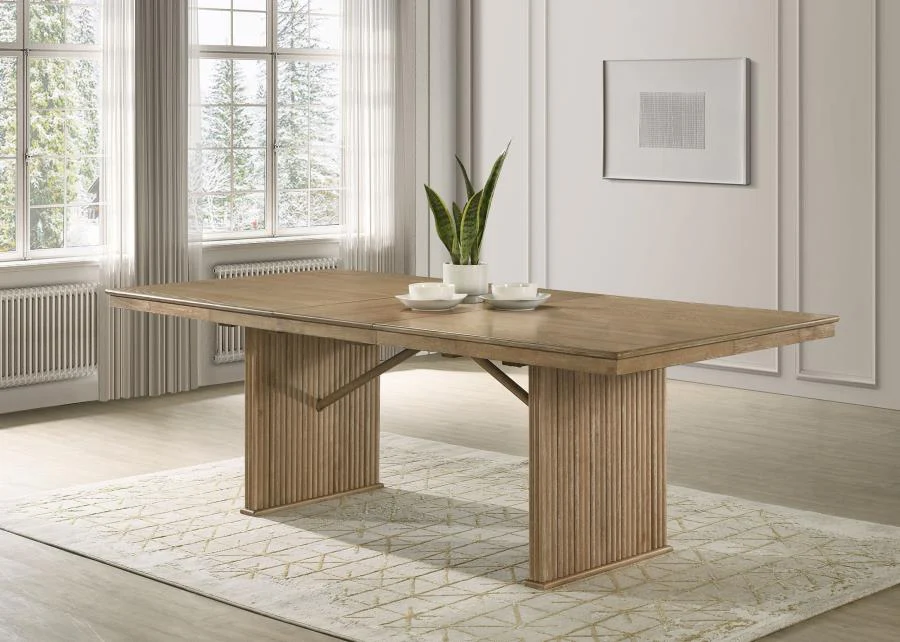 Adina - Extension Dining Table - Distressed Light Brown - Image 2