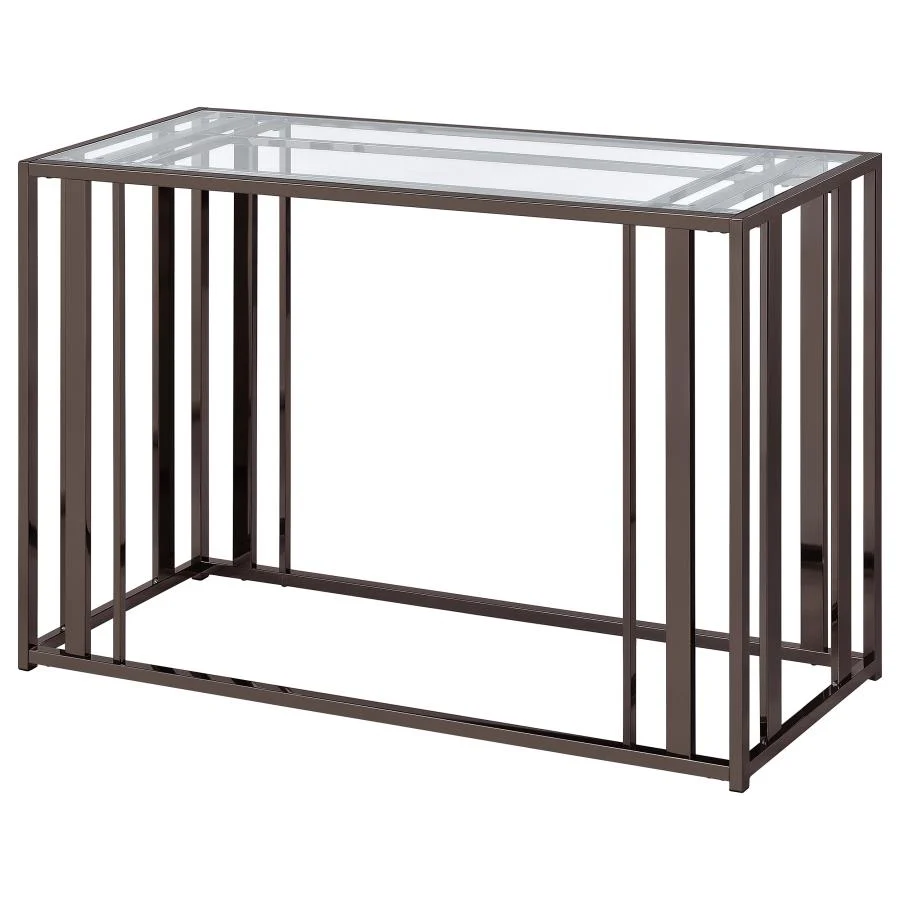 Adri Glass Top Entryway Console Table Black Nickel - Image 10