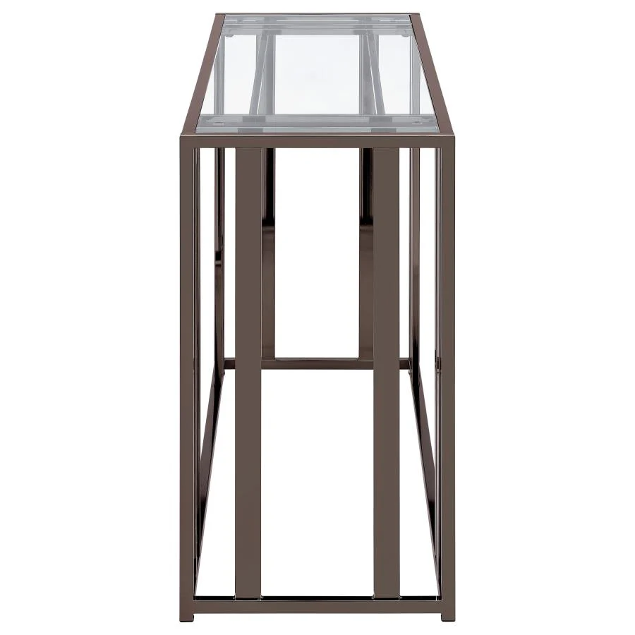Adri Glass Top Entryway Console Table Black Nickel - Image 15