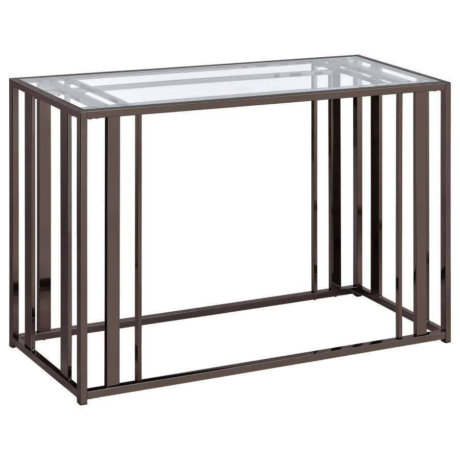 Adri Glass Top Entryway Console Table Black Nickel - Image 17