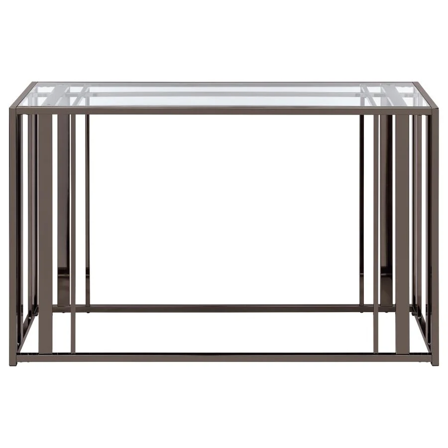 Adri Glass Top Entryway Console Table Black Nickel - Image 9