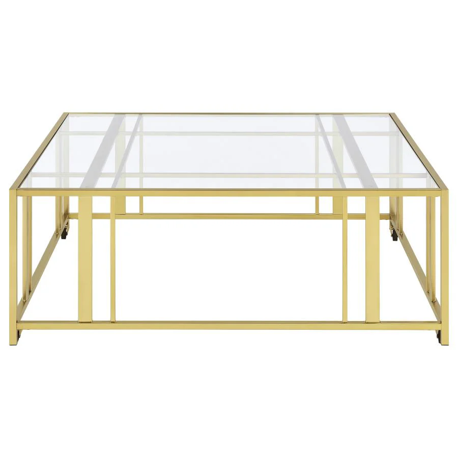 Adri - Square Glass Top Coffee Table With Casters - Image 10