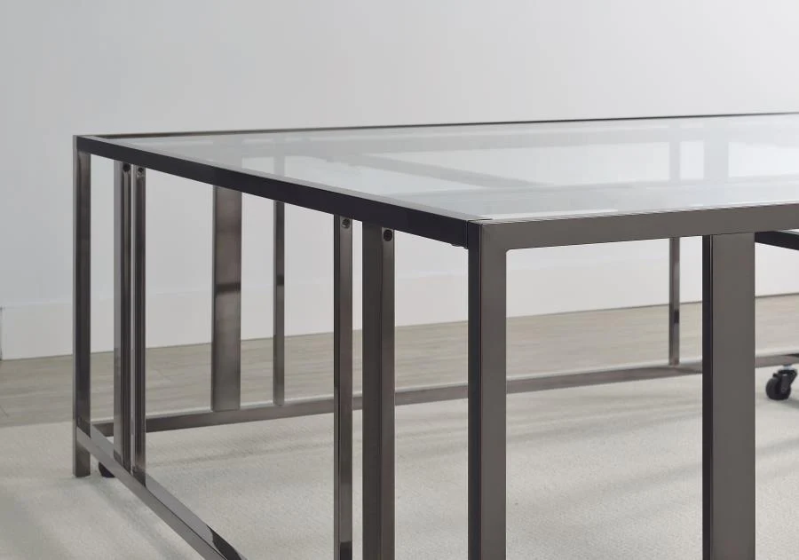 Adri - Square Glass Top Coffee Table With Casters - Image 11
