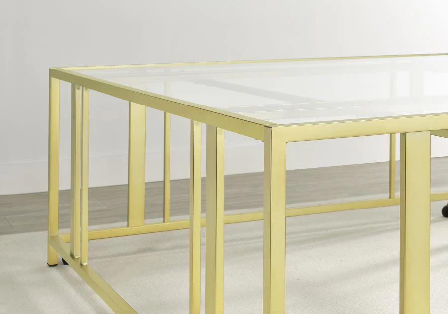 Adri - Square Glass Top Coffee Table With Casters - Image 12
