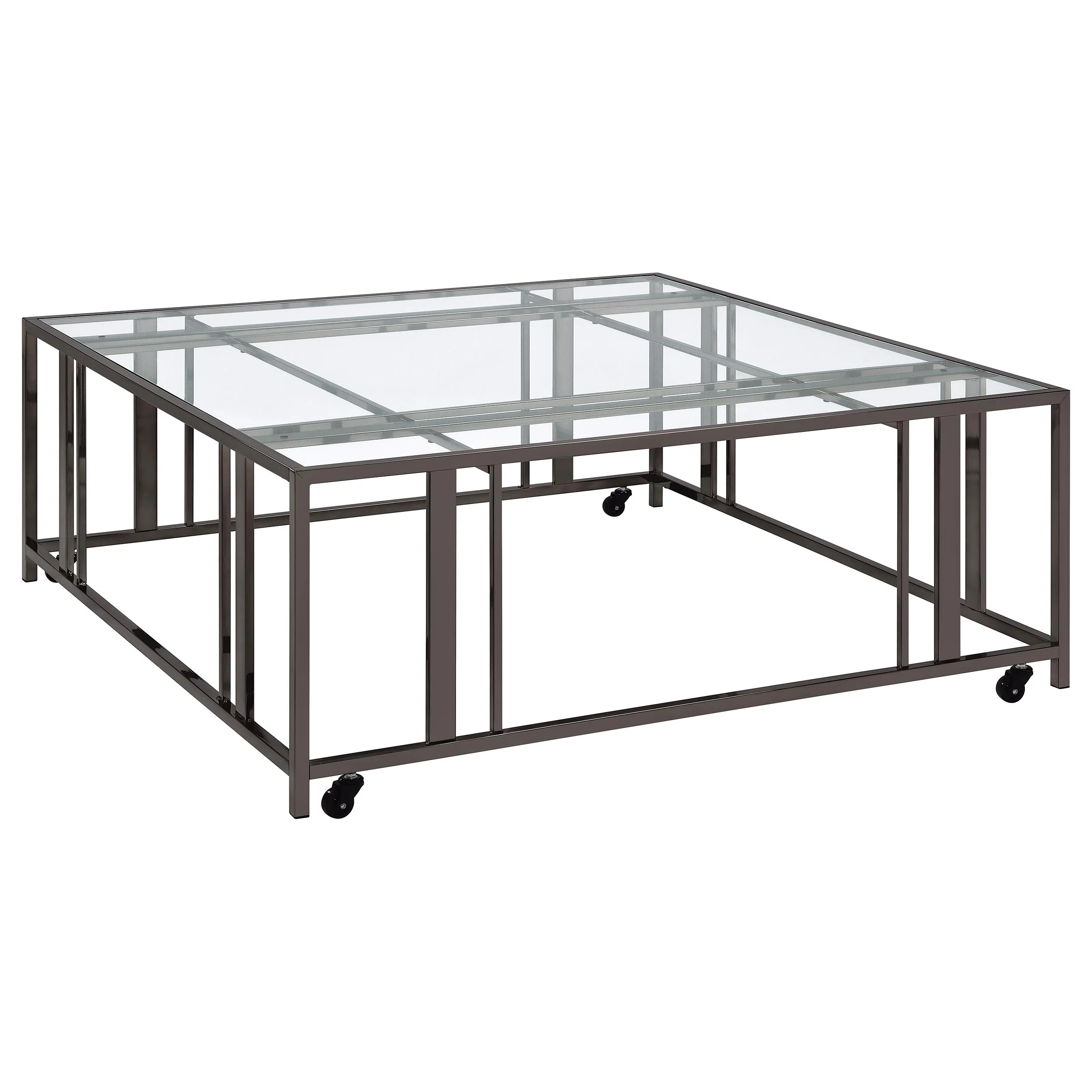 Adri - Square Glass Top Coffee Table With Casters - Image 15