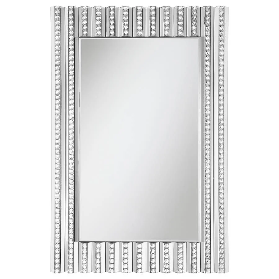 Aideen 32 x 47 Inch Acrylic Crystal Wall Mirror Silver - Image 2