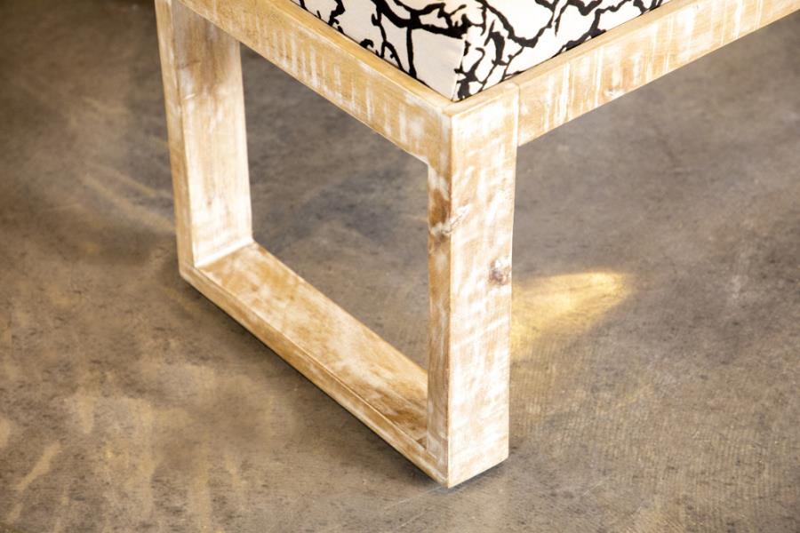 Aiden - Fabric Upholstered Accent Bench - Distressed White - Image 6