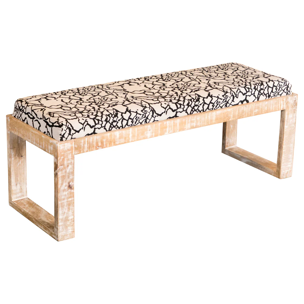 Aiden - Fabric Upholstered Accent Bench - Distressed White - Image 7
