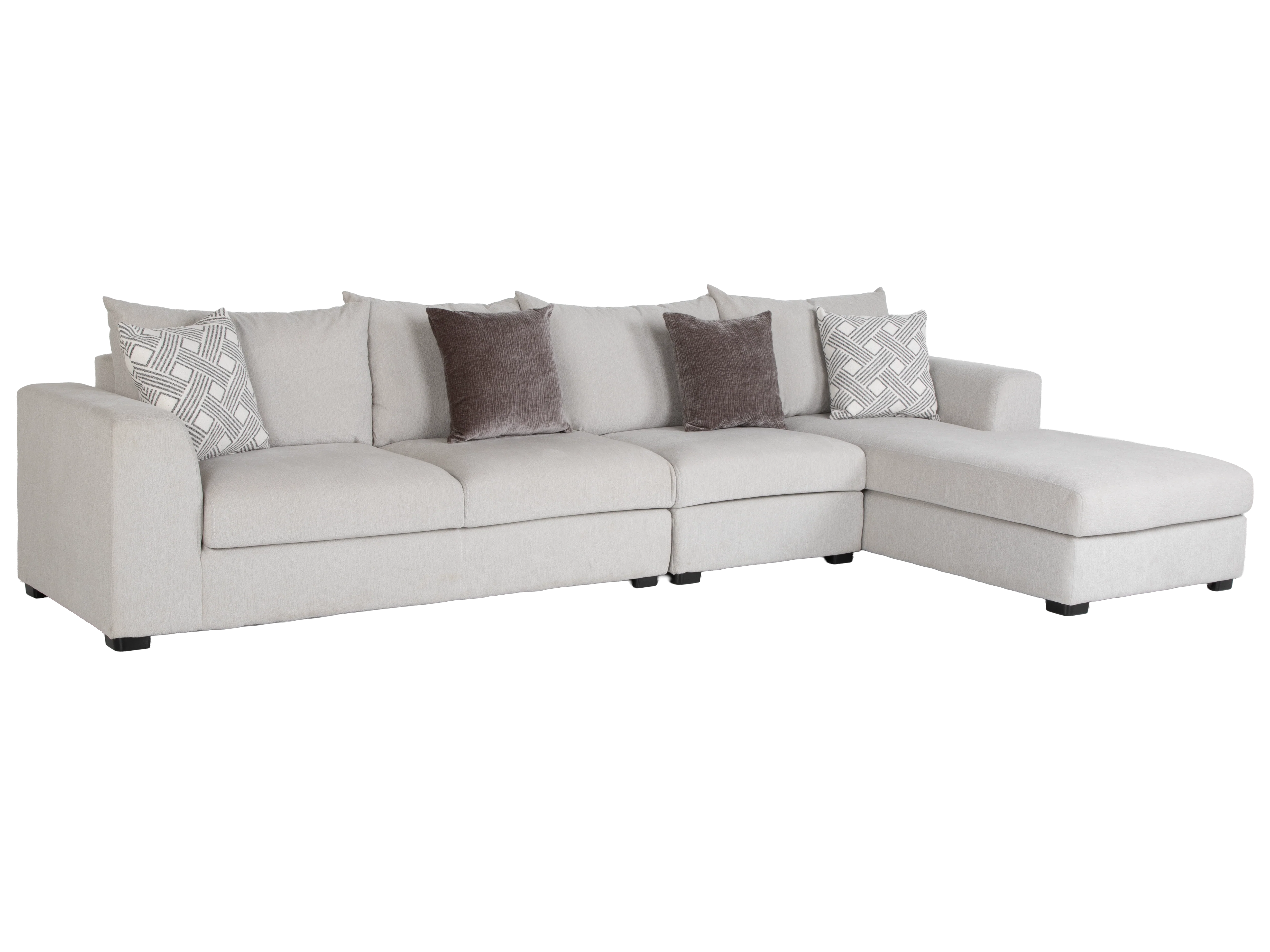 Airea Silver 3-Piece Sectional Sofa with Right-Facing Chaise - Image 4
