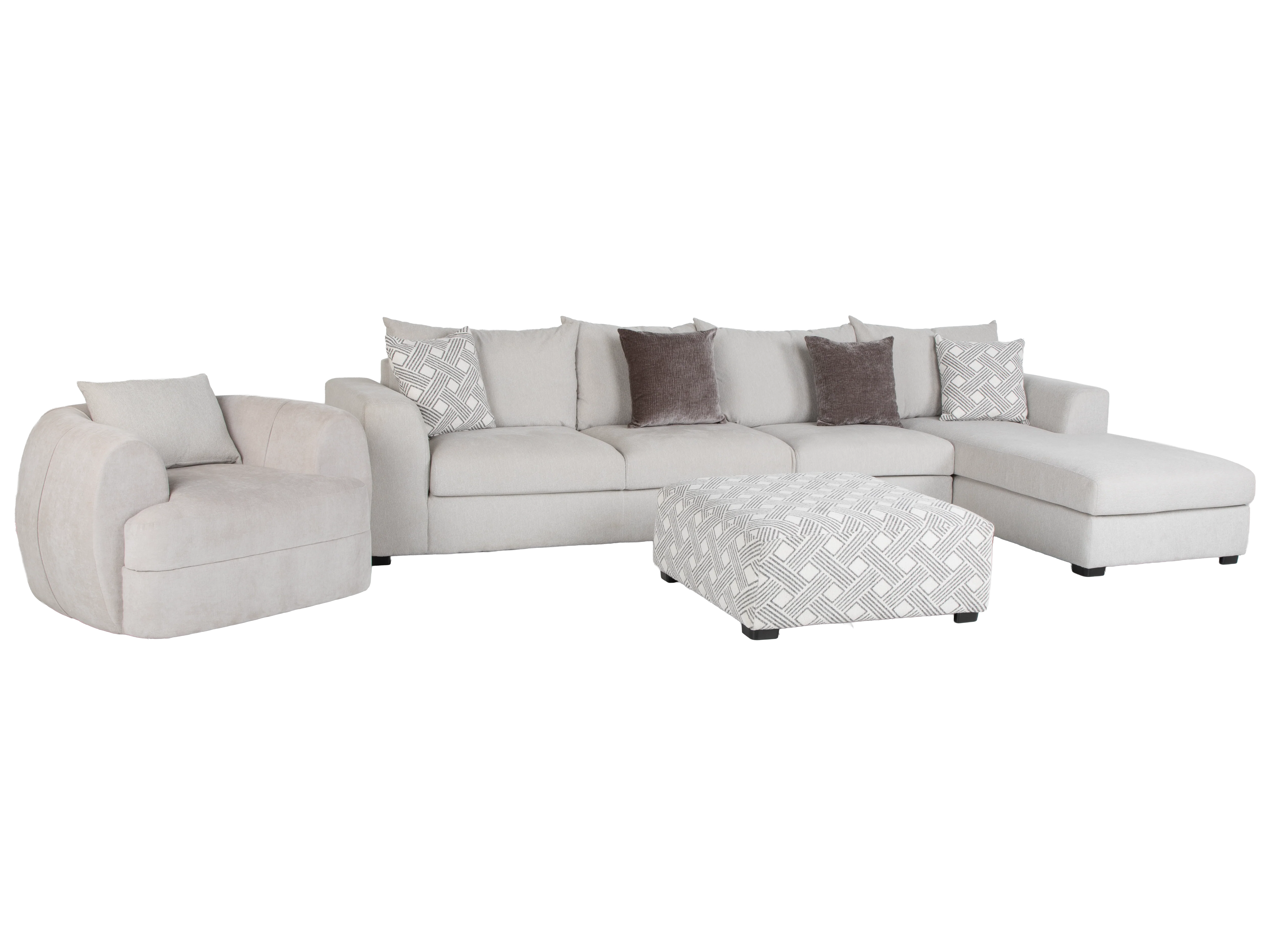 Airea Silver 3-Piece Sectional Sofa with Right-Facing Chaise - Image 7