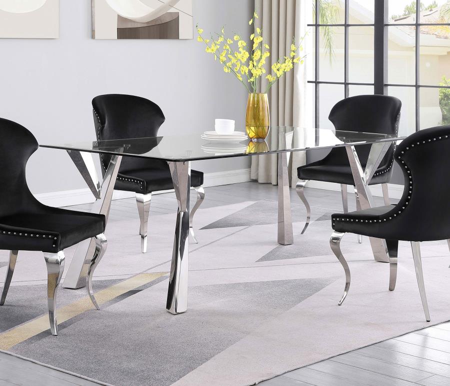 Alaia - Rectangular Glass Top Dining Table - Chrome - Image 2