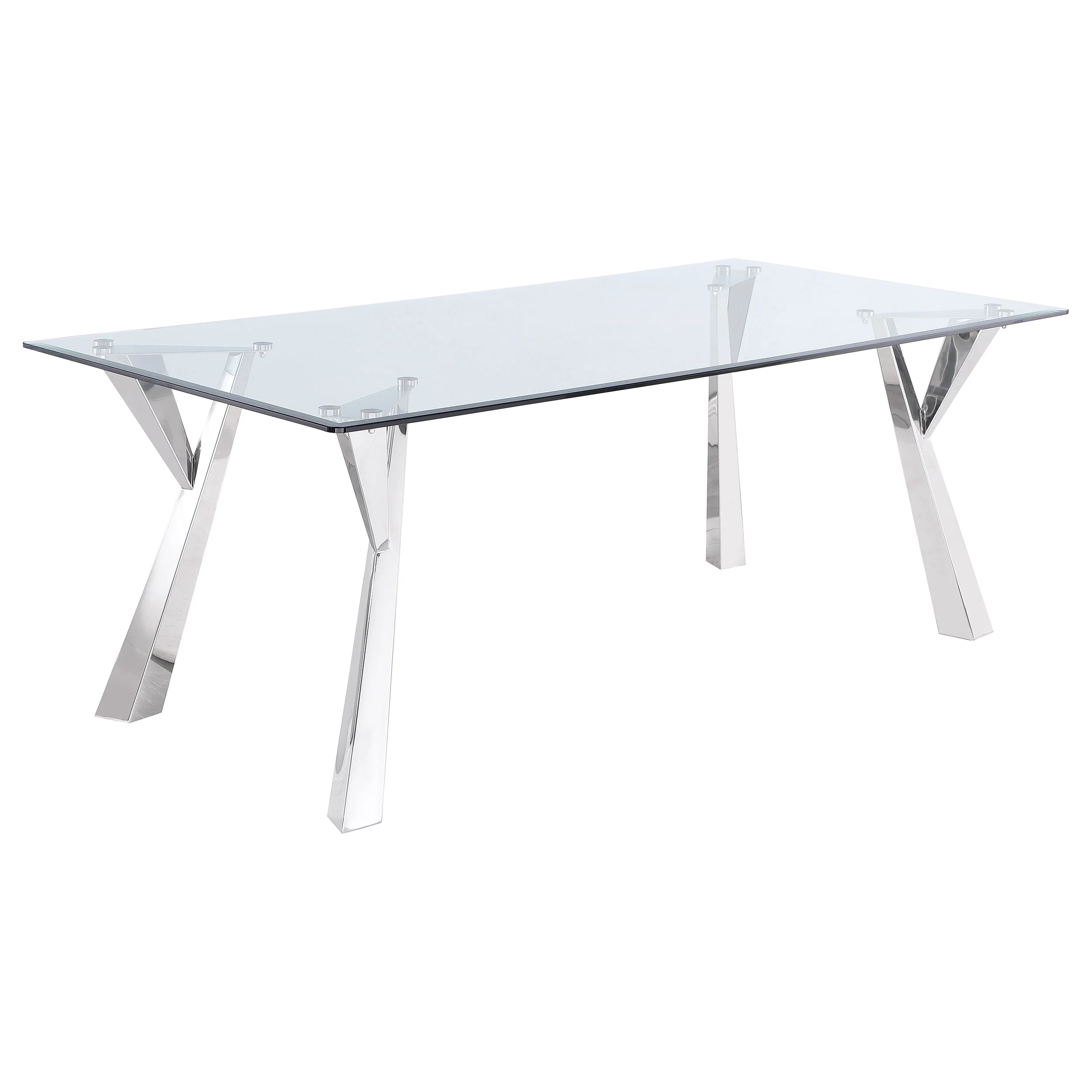 Alaia - Rectangular Glass Top Dining Table - Chrome - Image 9