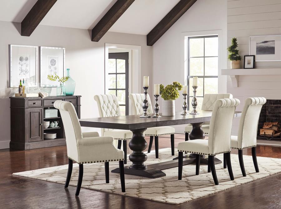 Alana Fabric Upholstered Dining Arm Chair Beige - Image 13