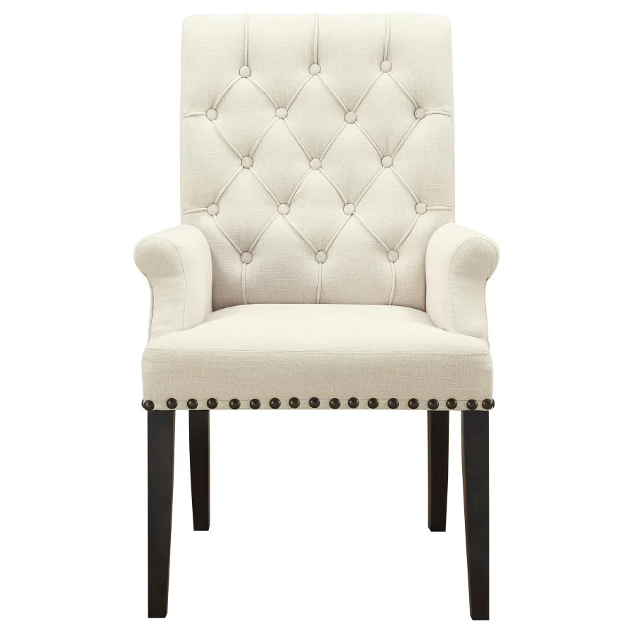 Alana Fabric Upholstered Dining Arm Chair Beige - Image 2