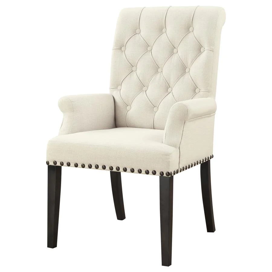 Alana Fabric Upholstered Dining Arm Chair Beige - Image 3