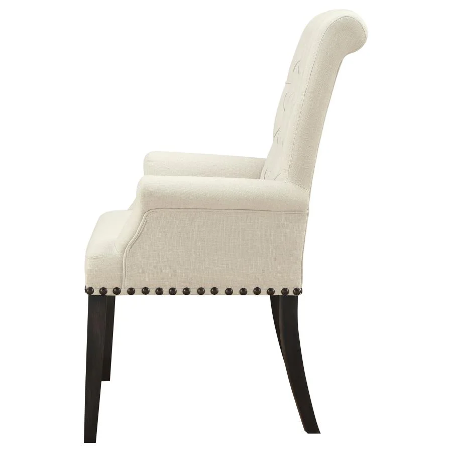 Alana Fabric Upholstered Dining Arm Chair Beige - Image 4