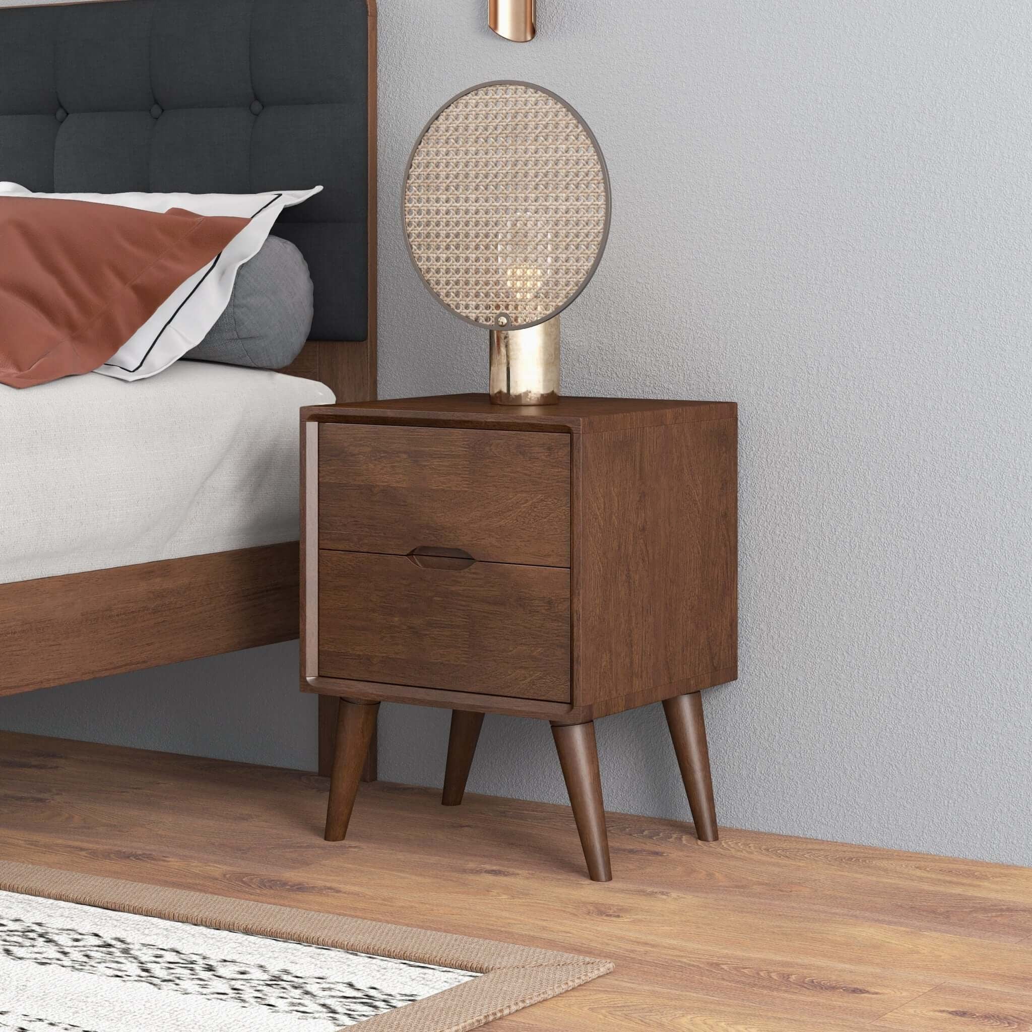 Alexandra - Night Stand With 2 Drawers - Walnut Brown - Image 3