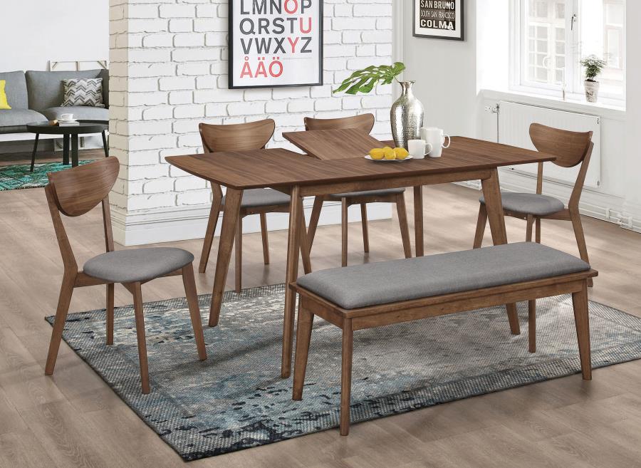 Alfredo - Upholstered Dining Bench - Gray And Natural Walnut - Image 10