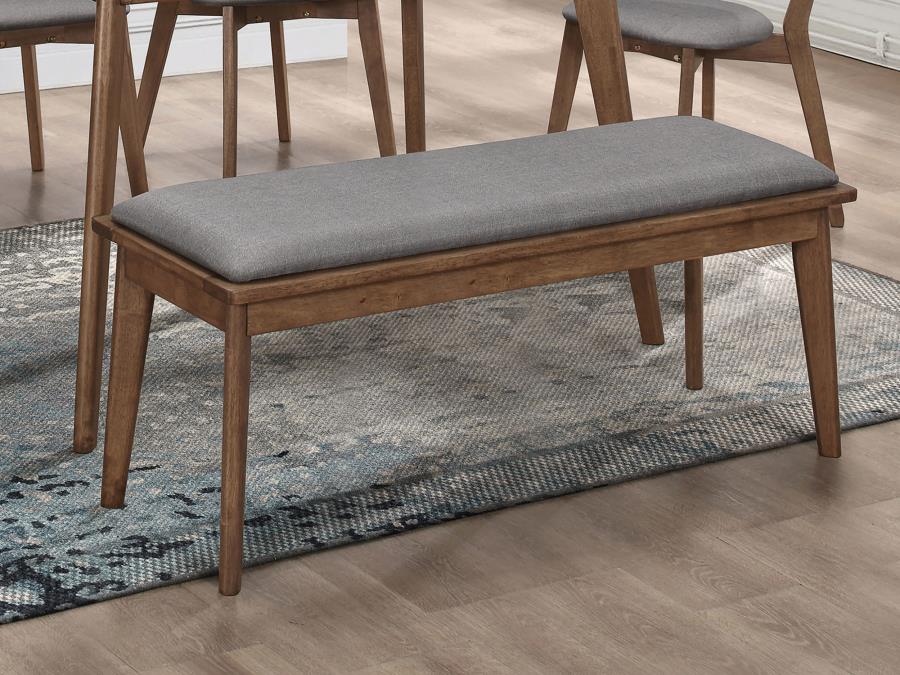 Alfredo - Upholstered Dining Bench - Gray And Natural Walnut - Image 2