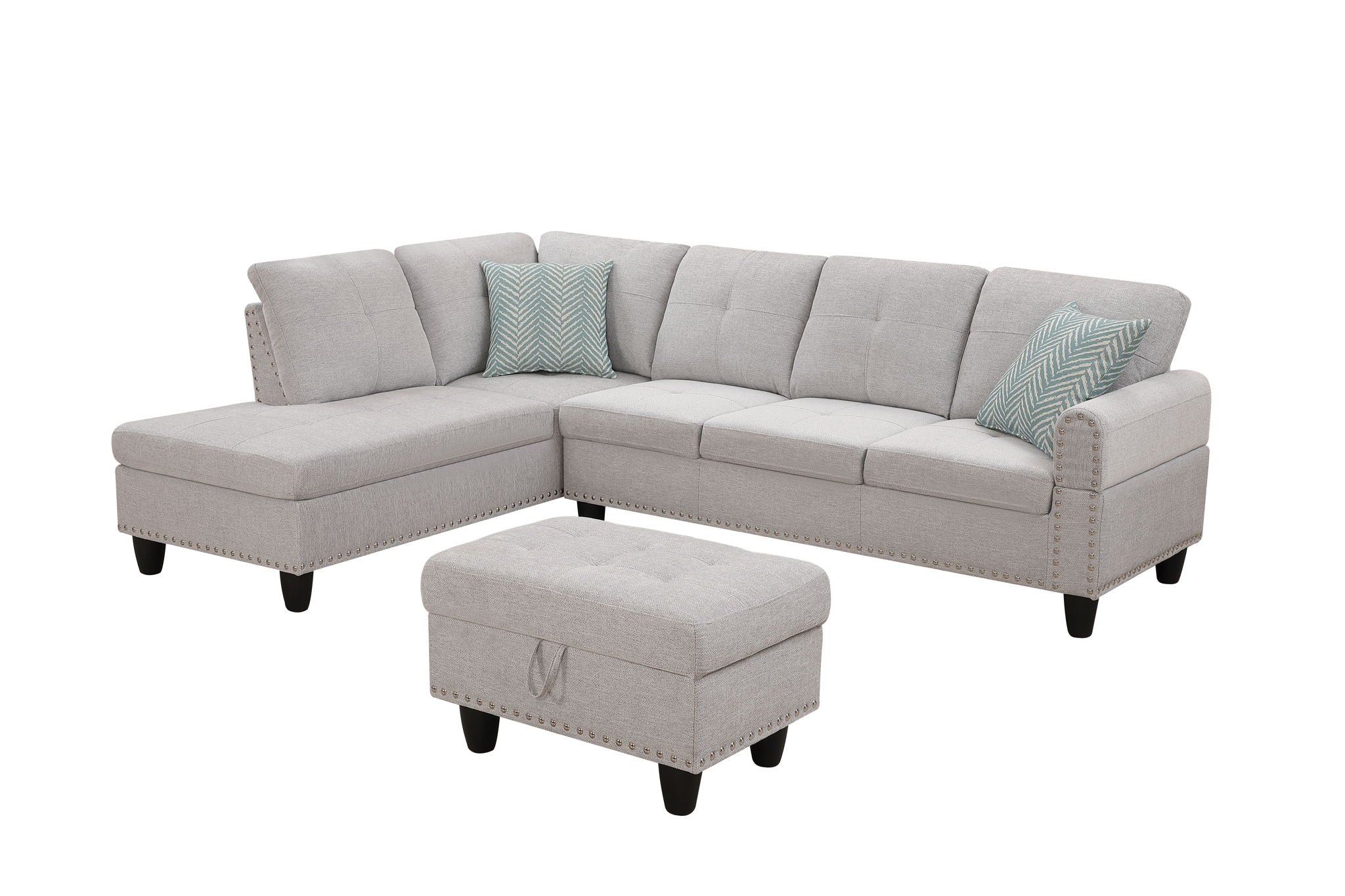 Alger - 98" Wide Left Hand Facing Sofa & Chaise With Ottoman - Image 10