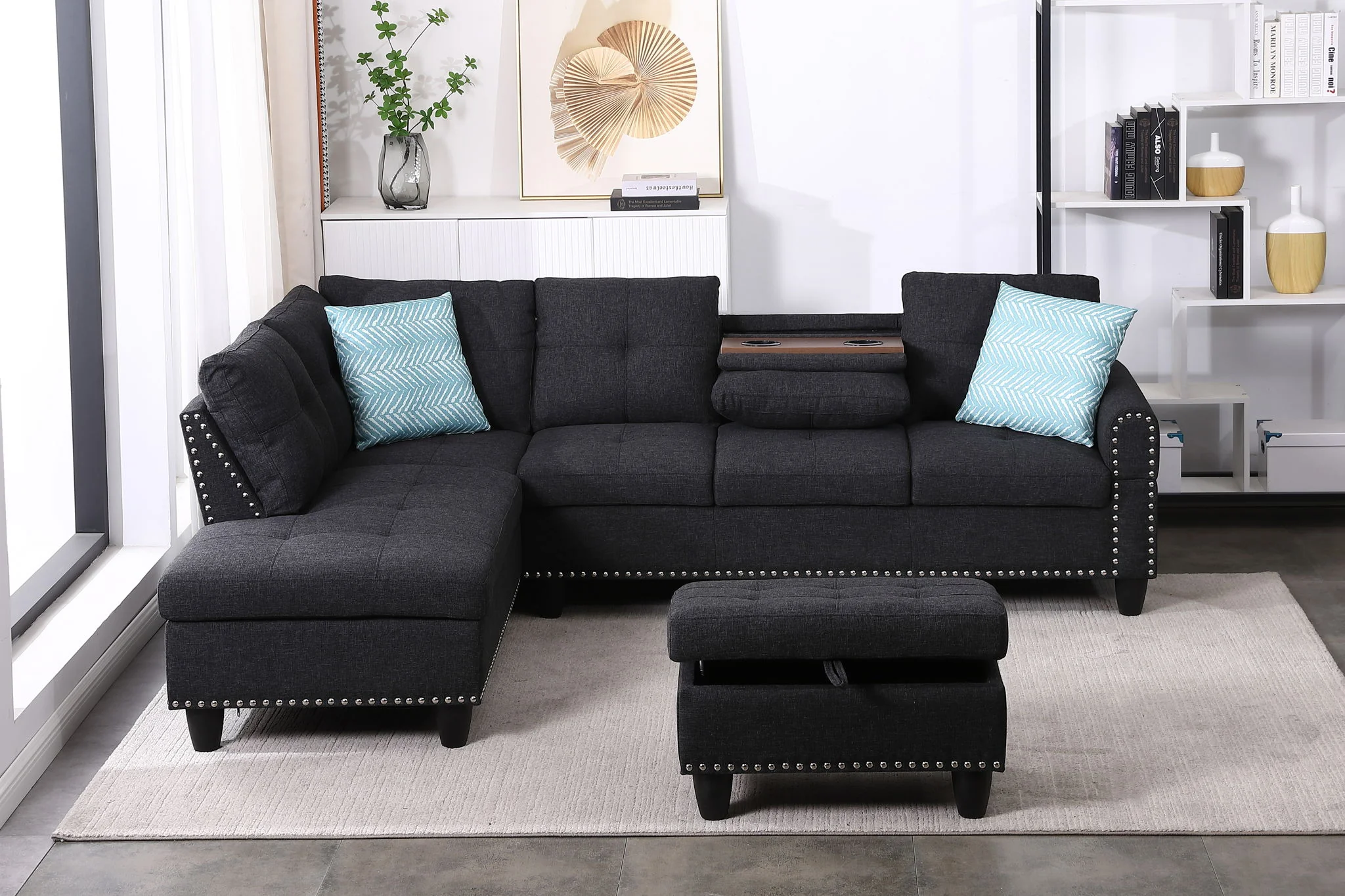 Alger - 98" Wide Left Hand Facing Sofa & Chaise With Ottoman - Image 12