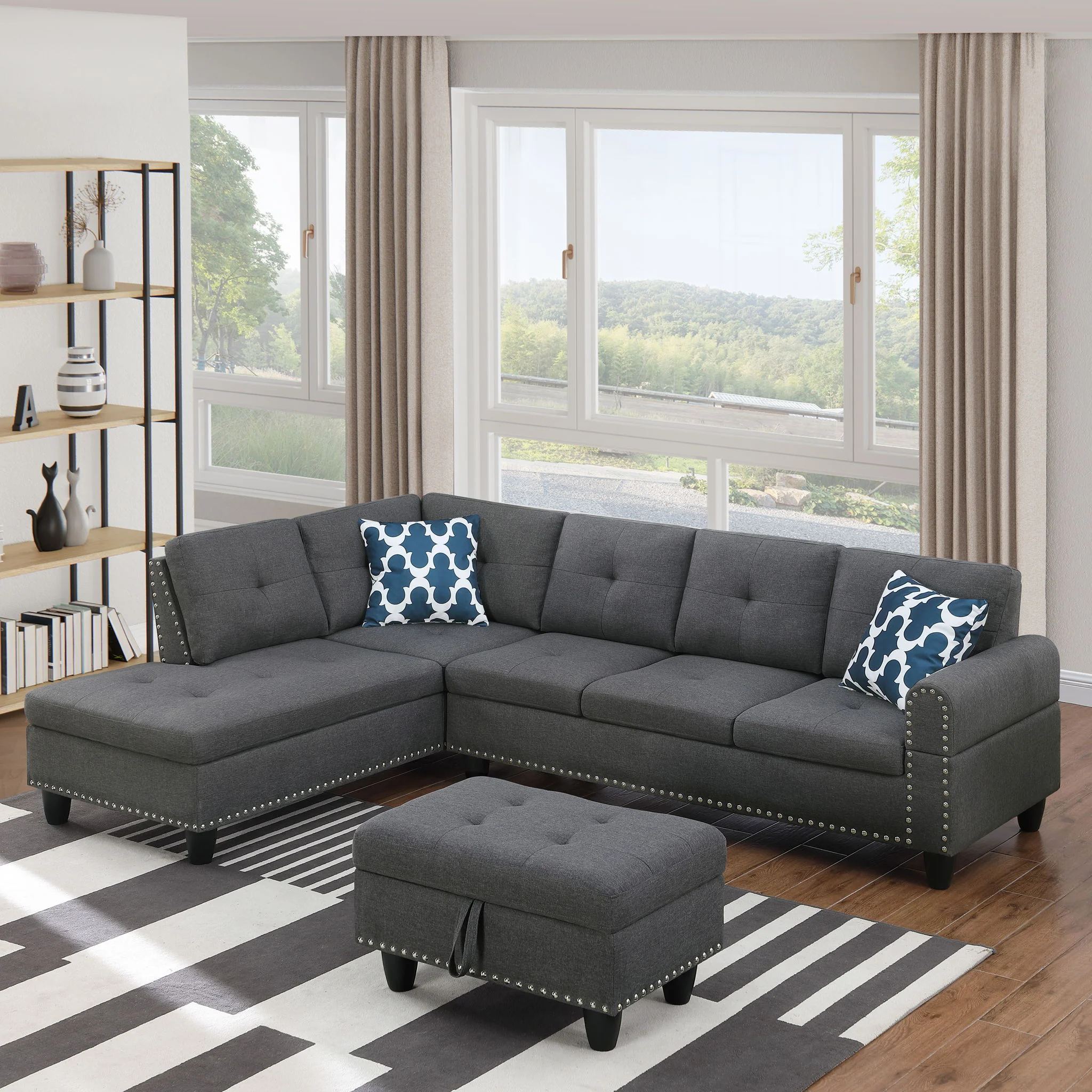 Alger - 98" Wide Left Hand Facing Sofa & Chaise With Ottoman - Image 17