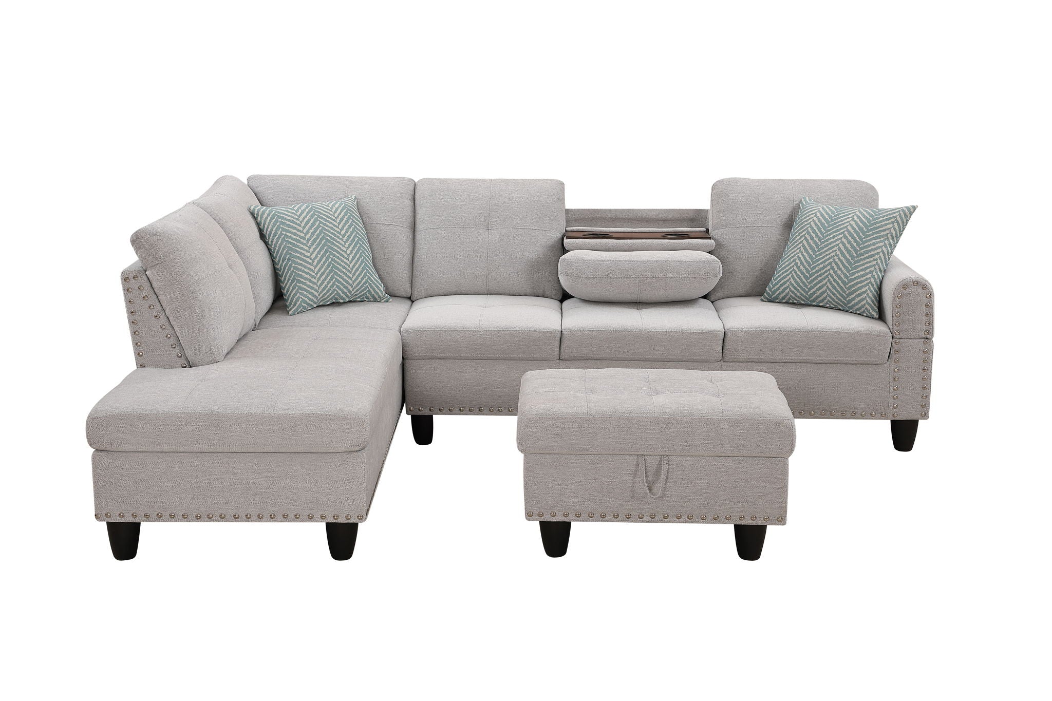 Alger - 98" Wide Left Hand Facing Sofa & Chaise With Ottoman - Image 18