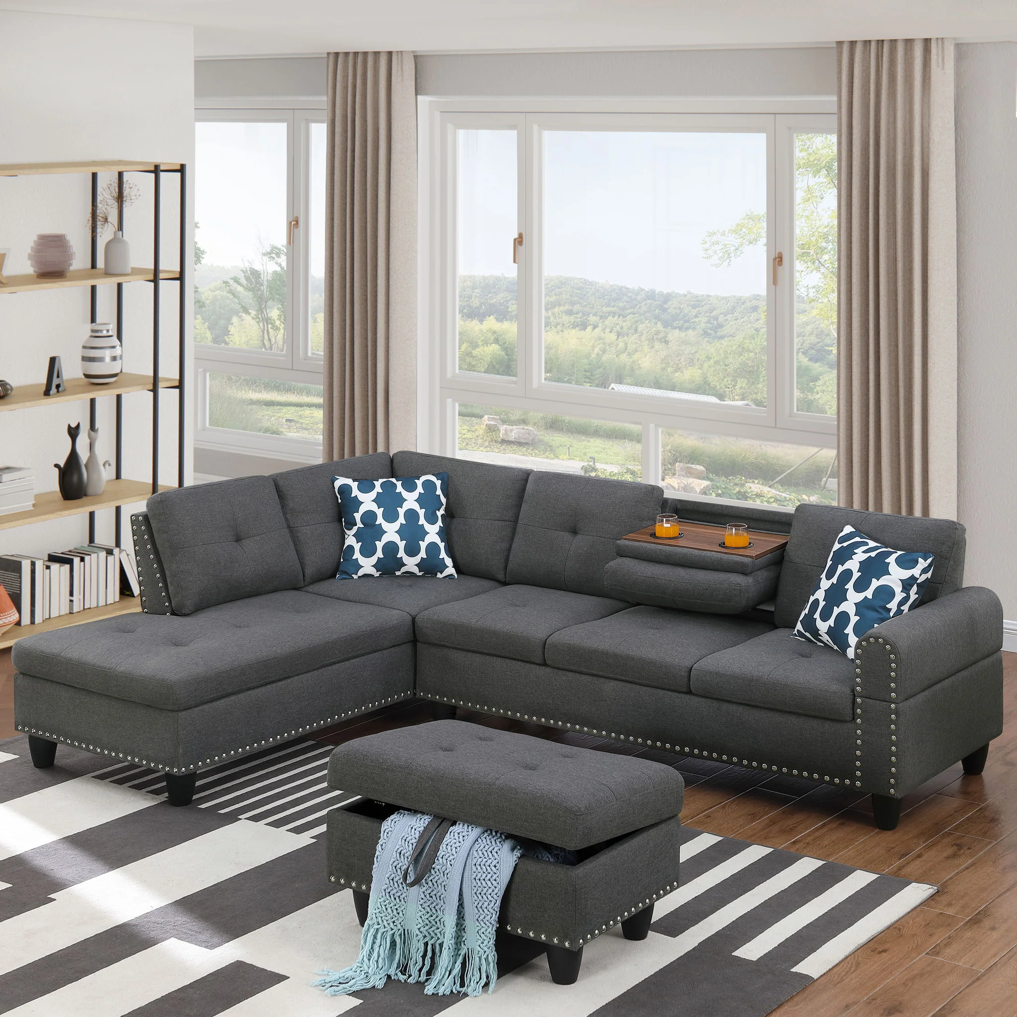 Alger - 98" Wide Left Hand Facing Sofa & Chaise With Ottoman - Image 19