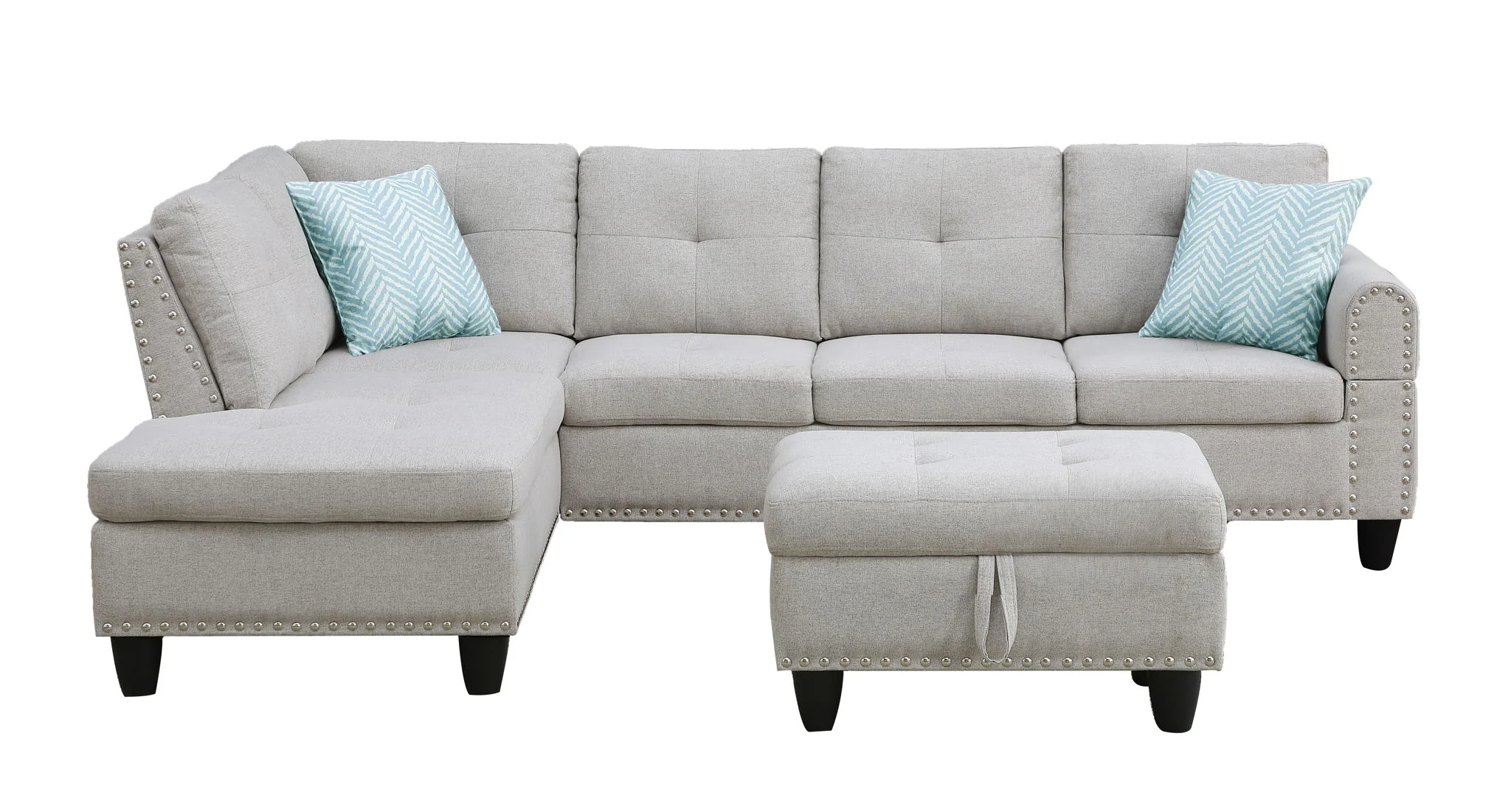 Alger - 98" Wide Left Hand Facing Sofa & Chaise With Ottoman - Image 23
