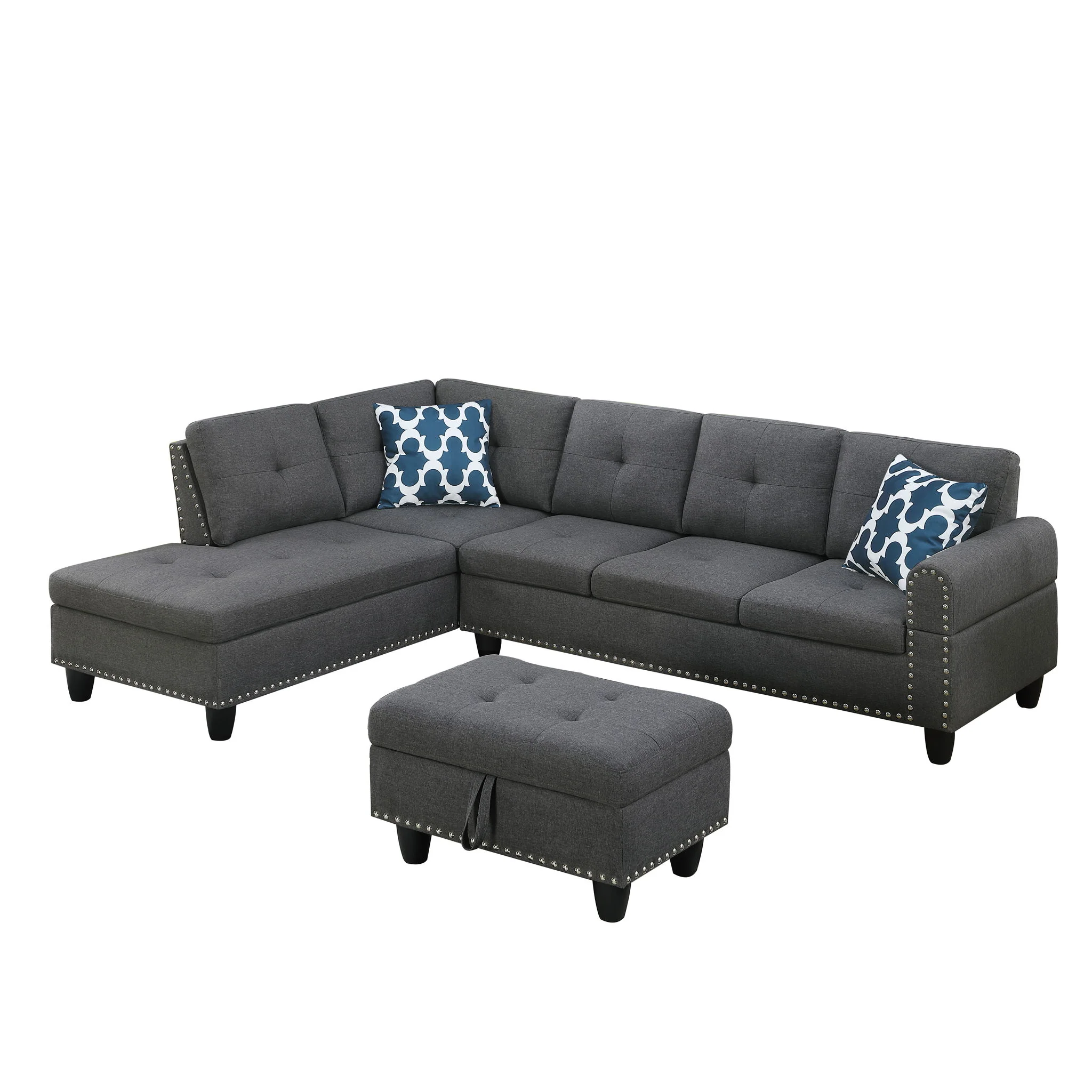 Alger - 98" Wide Left Hand Facing Sofa & Chaise With Ottoman - Image 24