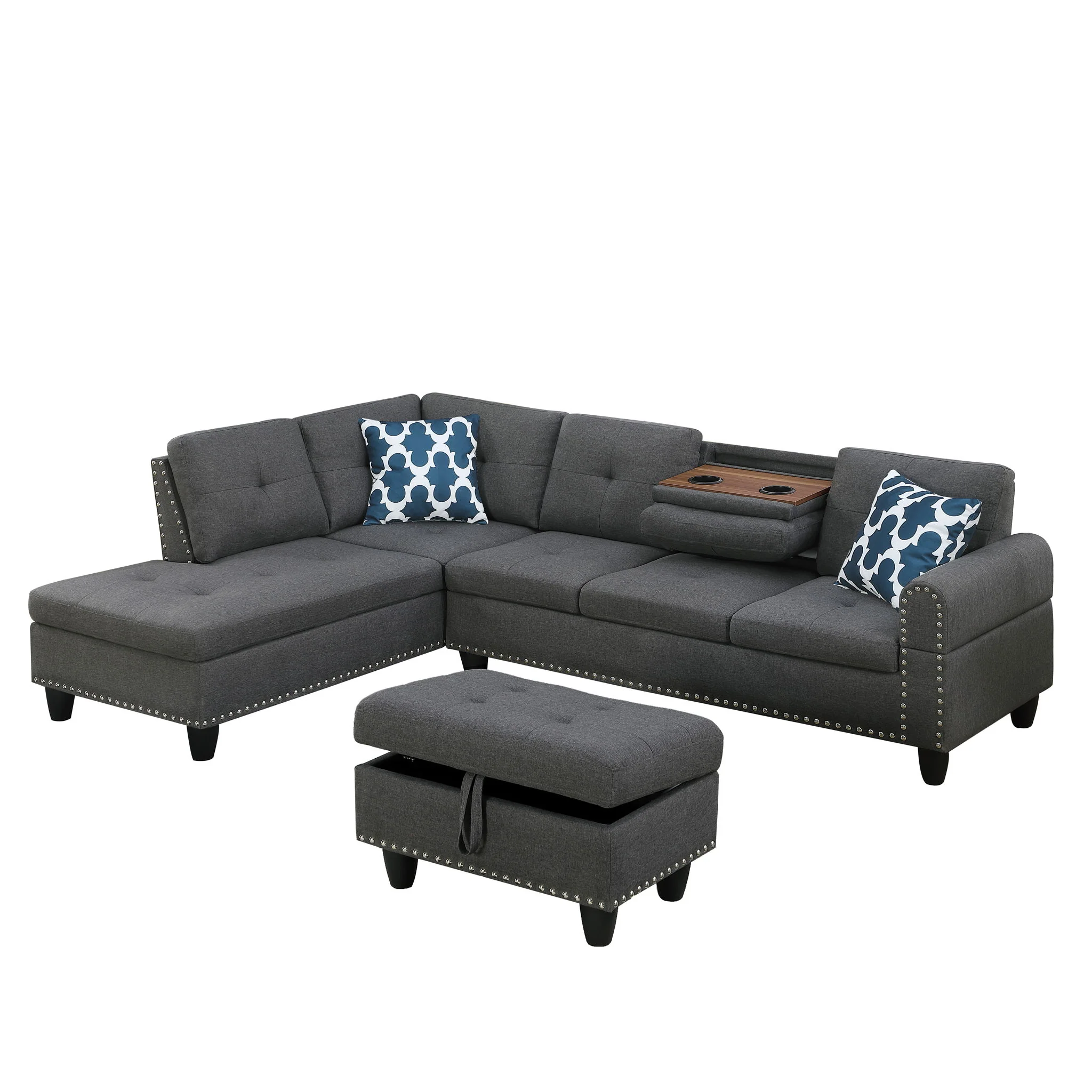 Alger - 98" Wide Left Hand Facing Sofa & Chaise With Ottoman - Image 28