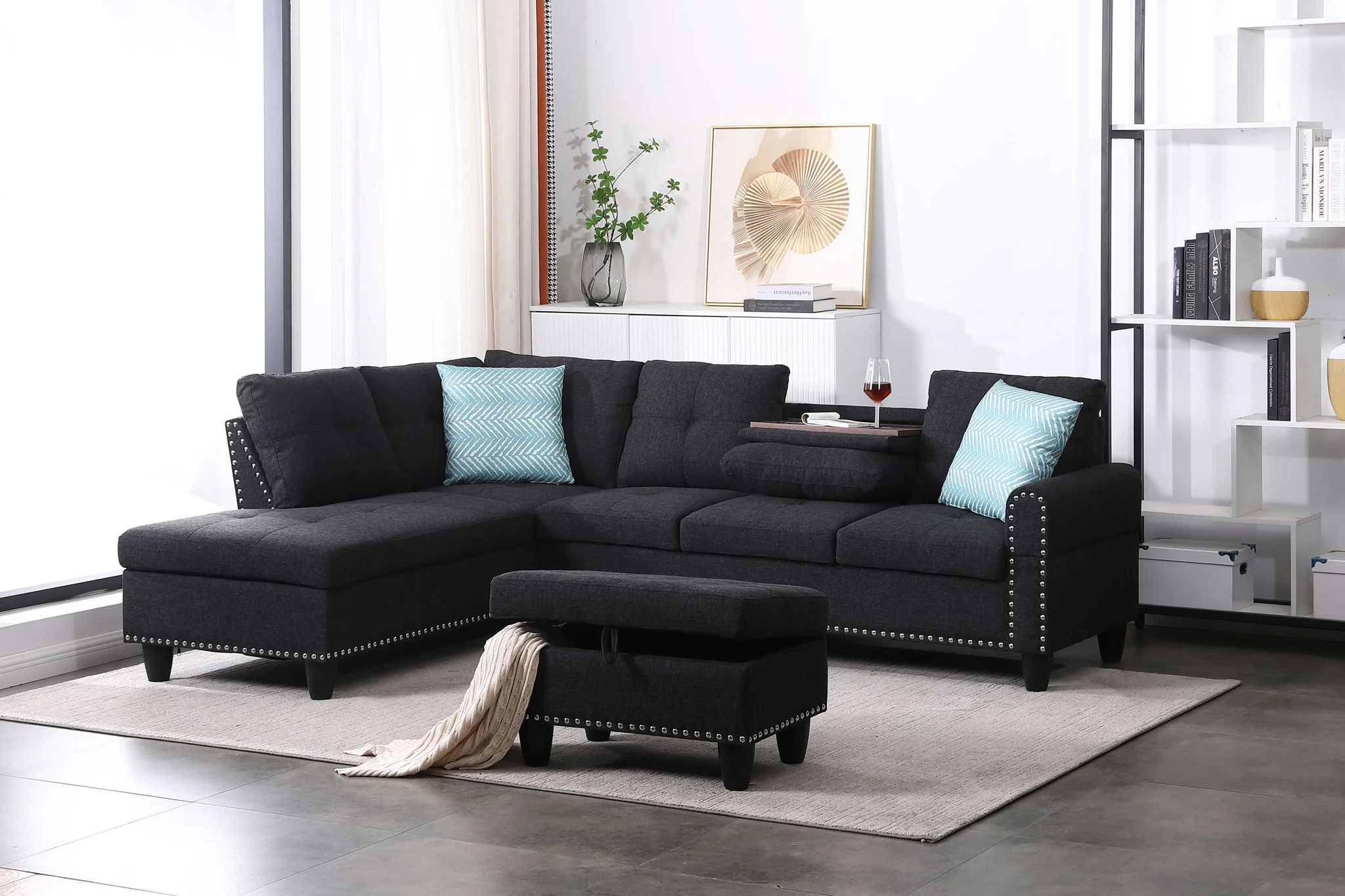 Alger - 98" Wide Left Hand Facing Sofa & Chaise With Ottoman - Image 30