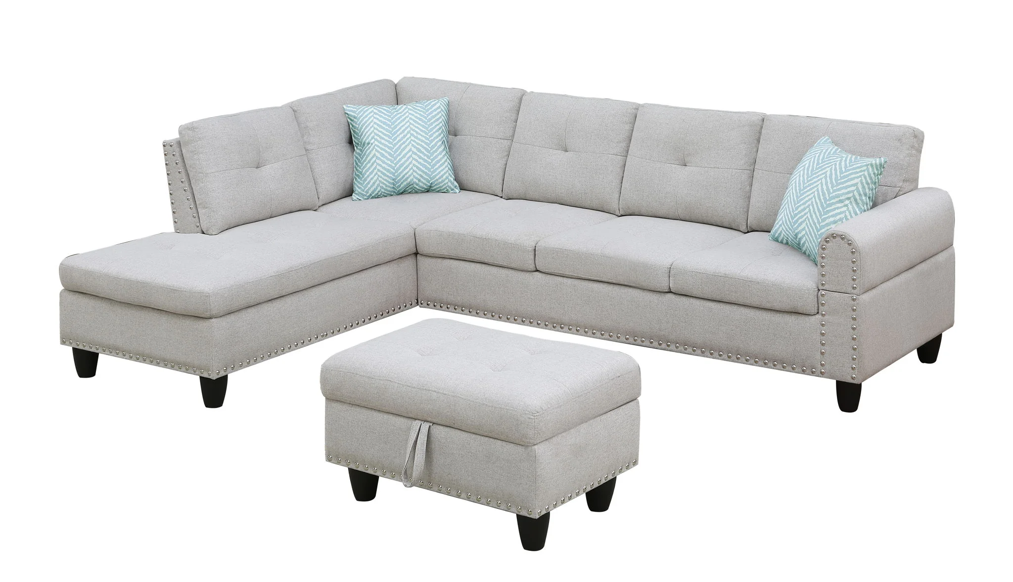 Alger - 98" Wide Left Hand Facing Sofa & Chaise With Ottoman - Image 35