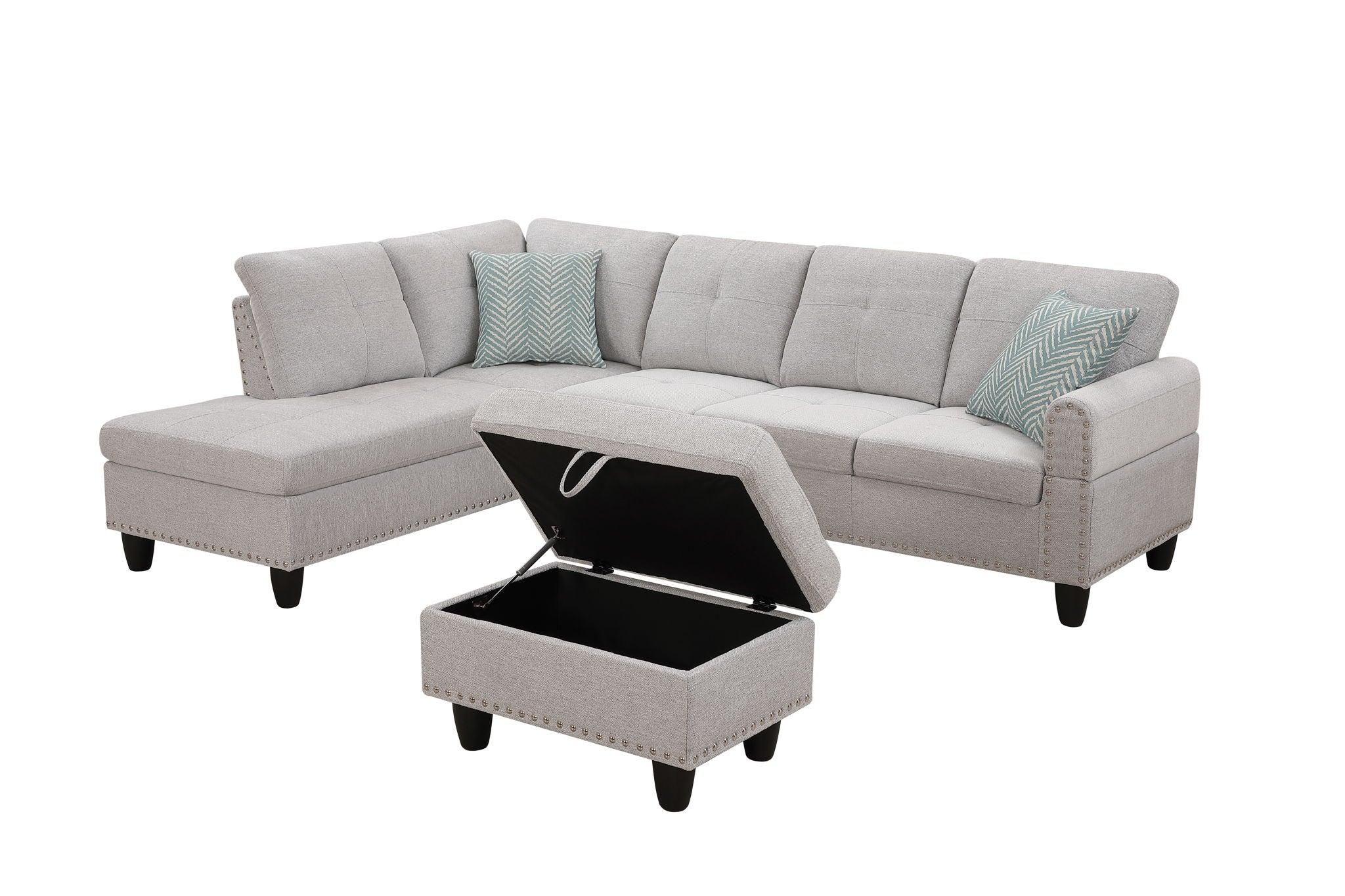 Alger - 98" Wide Left Hand Facing Sofa & Chaise With Ottoman - Image 5
