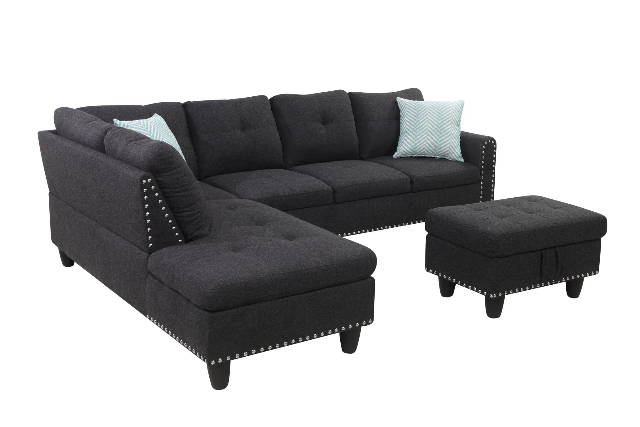 Alger - 98" Wide Left Hand Facing Sofa & Chaise With Ottoman - Image 8